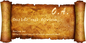 Oszlányi Alvina névjegykártya